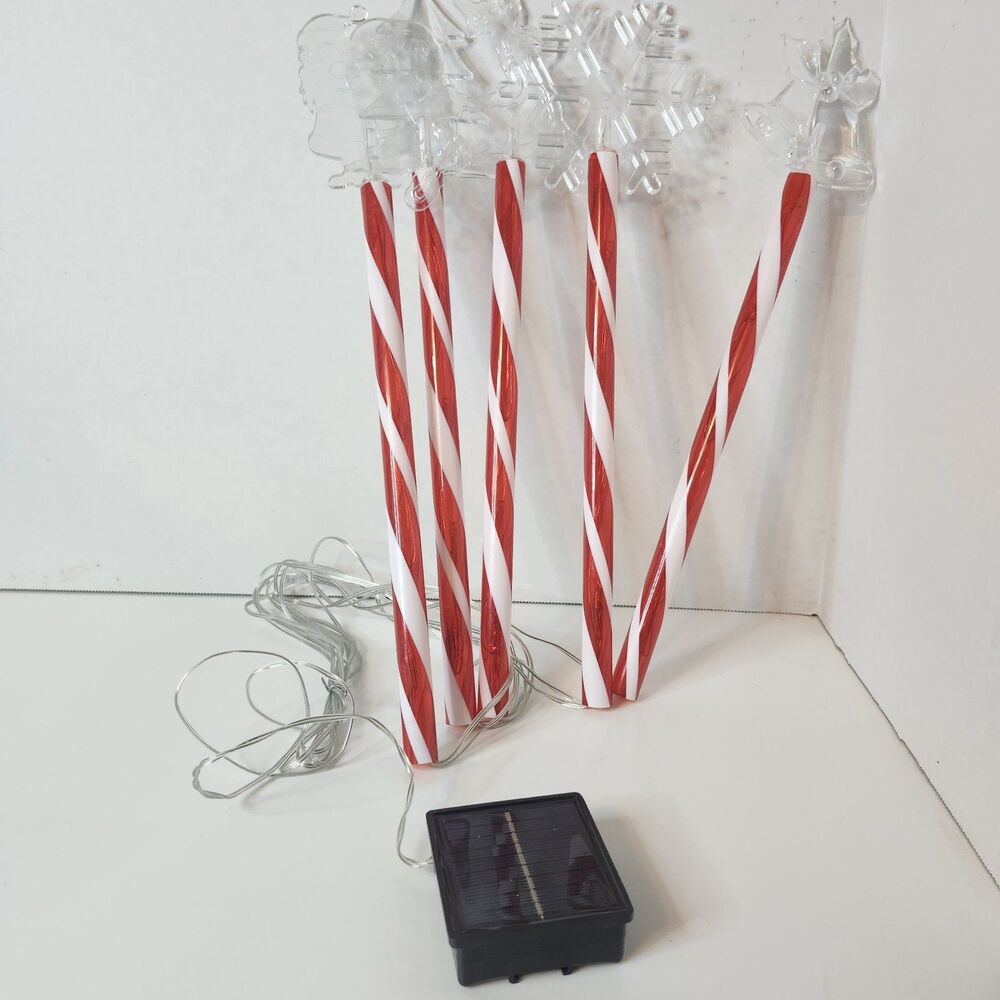 Solar Christmas Lawn Stakes Set of 5 Outdoor Decor Seasonal